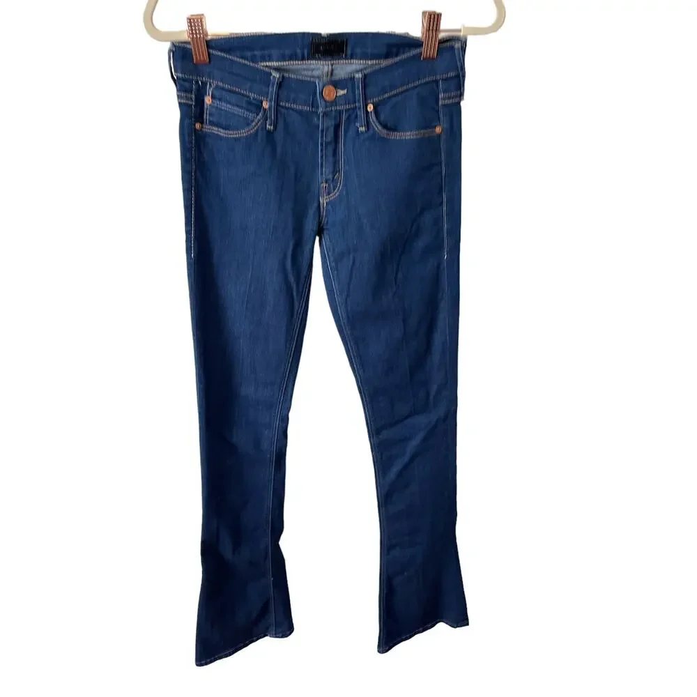 Mother The Runaway Bootcut Jeans Low Rise Stretch Dark Skies Suede Y2k Retro 24